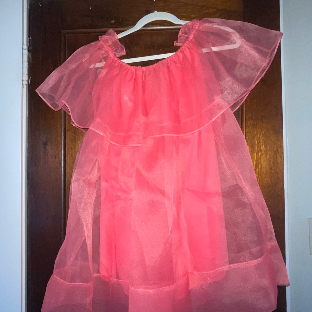 Cynthia Rowley off the shoulder coral dress